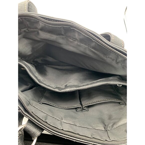 MultiSac Black Faux Leather Multi-Pocket Shoulder Bag With Adjustable Straps - Picture 12 of 13